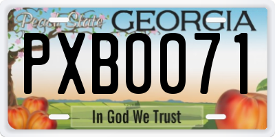 GA license plate PXB0071