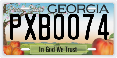 GA license plate PXB0074