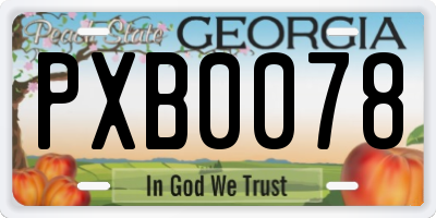 GA license plate PXB0078