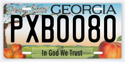 GA license plate PXB0080