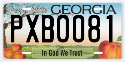 GA license plate PXB0081
