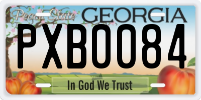 GA license plate PXB0084