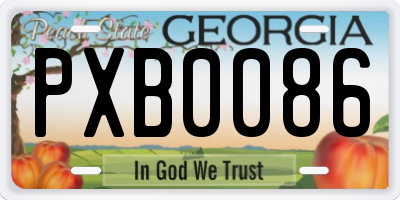 GA license plate PXB0086
