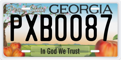 GA license plate PXB0087