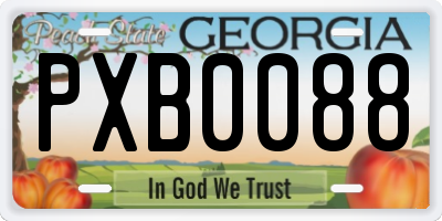 GA license plate PXB0088
