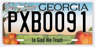 GA license plate PXB0091