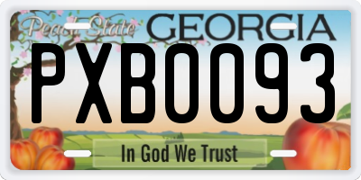 GA license plate PXB0093