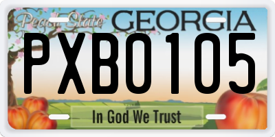 GA license plate PXB0105