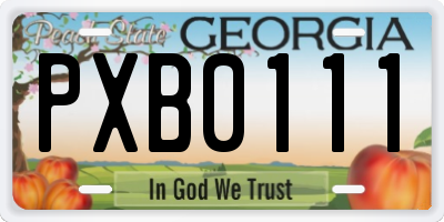 GA license plate PXB0111