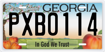 GA license plate PXB0114