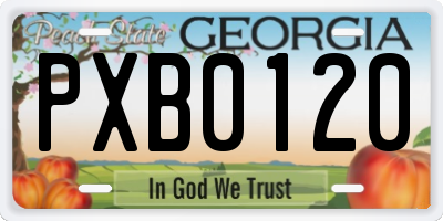 GA license plate PXB0120