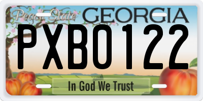 GA license plate PXB0122