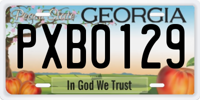 GA license plate PXB0129