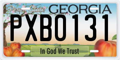 GA license plate PXB0131
