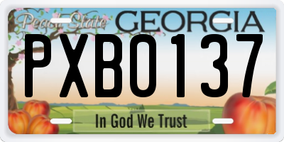 GA license plate PXB0137