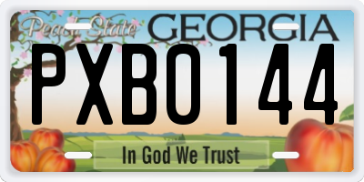 GA license plate PXB0144
