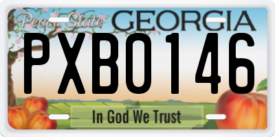 GA license plate PXB0146