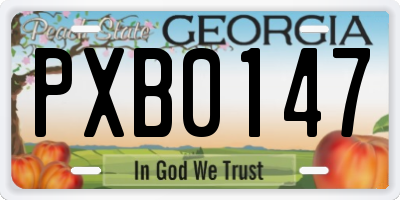 GA license plate PXB0147