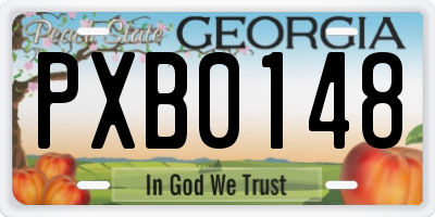 GA license plate PXB0148