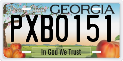 GA license plate PXB0151