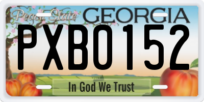 GA license plate PXB0152