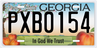 GA license plate PXB0154