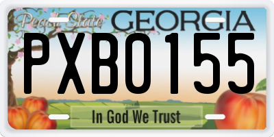 GA license plate PXB0155