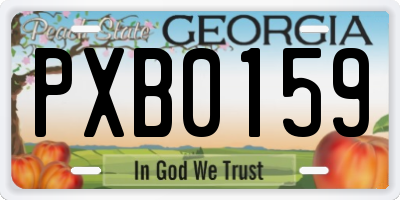 GA license plate PXB0159