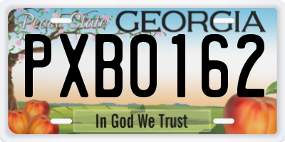 GA license plate PXB0162
