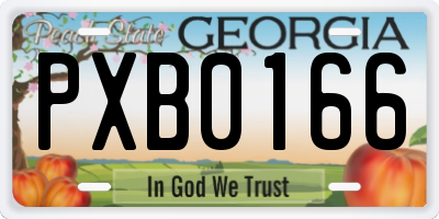 GA license plate PXB0166