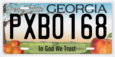 GA license plate PXB0168