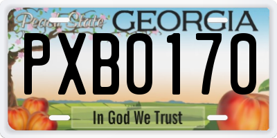 GA license plate PXB0170