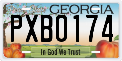 GA license plate PXB0174