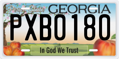 GA license plate PXB0180