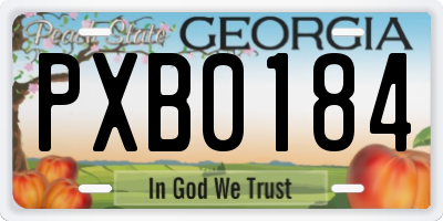 GA license plate PXB0184