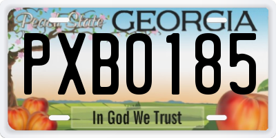 GA license plate PXB0185