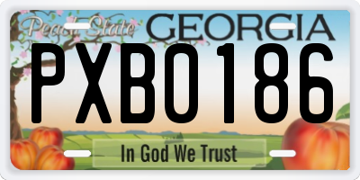 GA license plate PXB0186