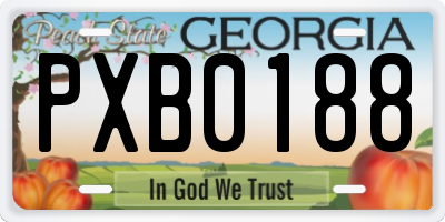 GA license plate PXB0188