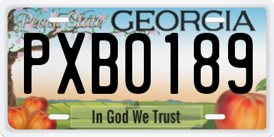 GA license plate PXB0189
