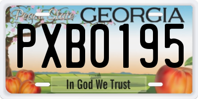 GA license plate PXB0195