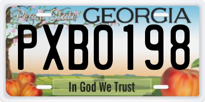 GA license plate PXB0198