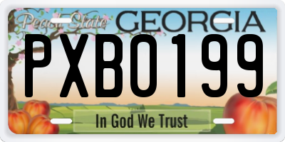 GA license plate PXB0199