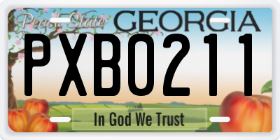 GA license plate PXB0211