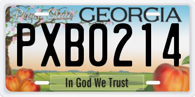 GA license plate PXB0214
