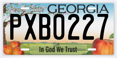 GA license plate PXB0227