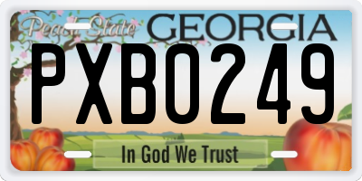 GA license plate PXB0249