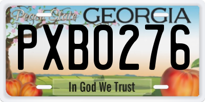 GA license plate PXB0276