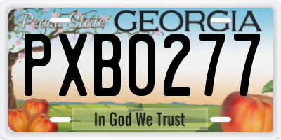 GA license plate PXB0277