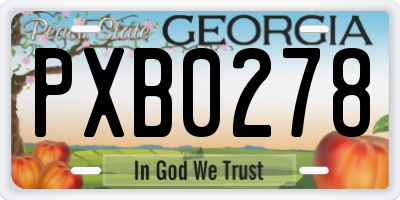 GA license plate PXB0278