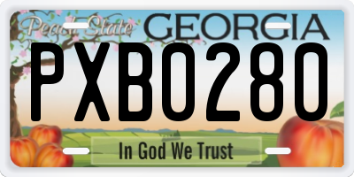 GA license plate PXB0280